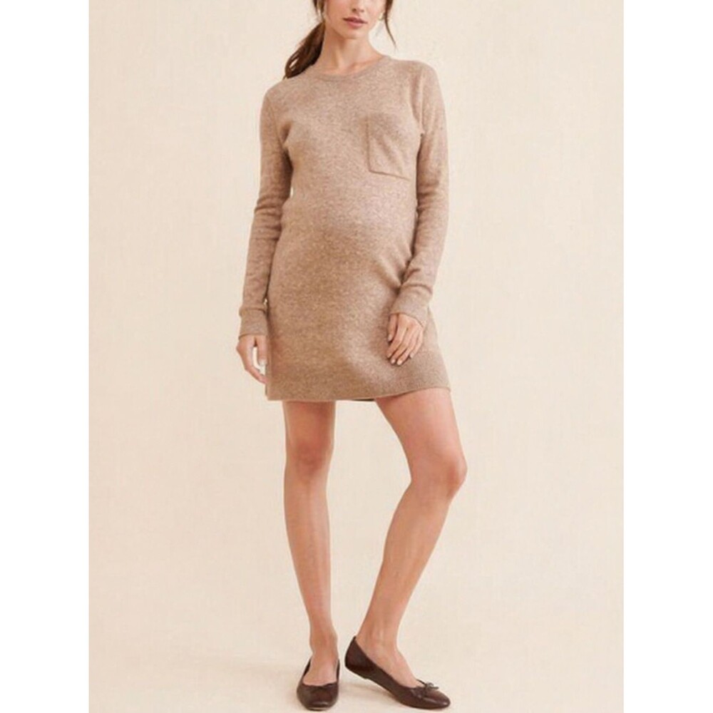 Hatch Reese Sweater Dress Women's‎ Small Camel Maternity Fall Cozy Knit Softwear